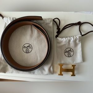 Hermes H buckle & reversible leather strap 32 mm